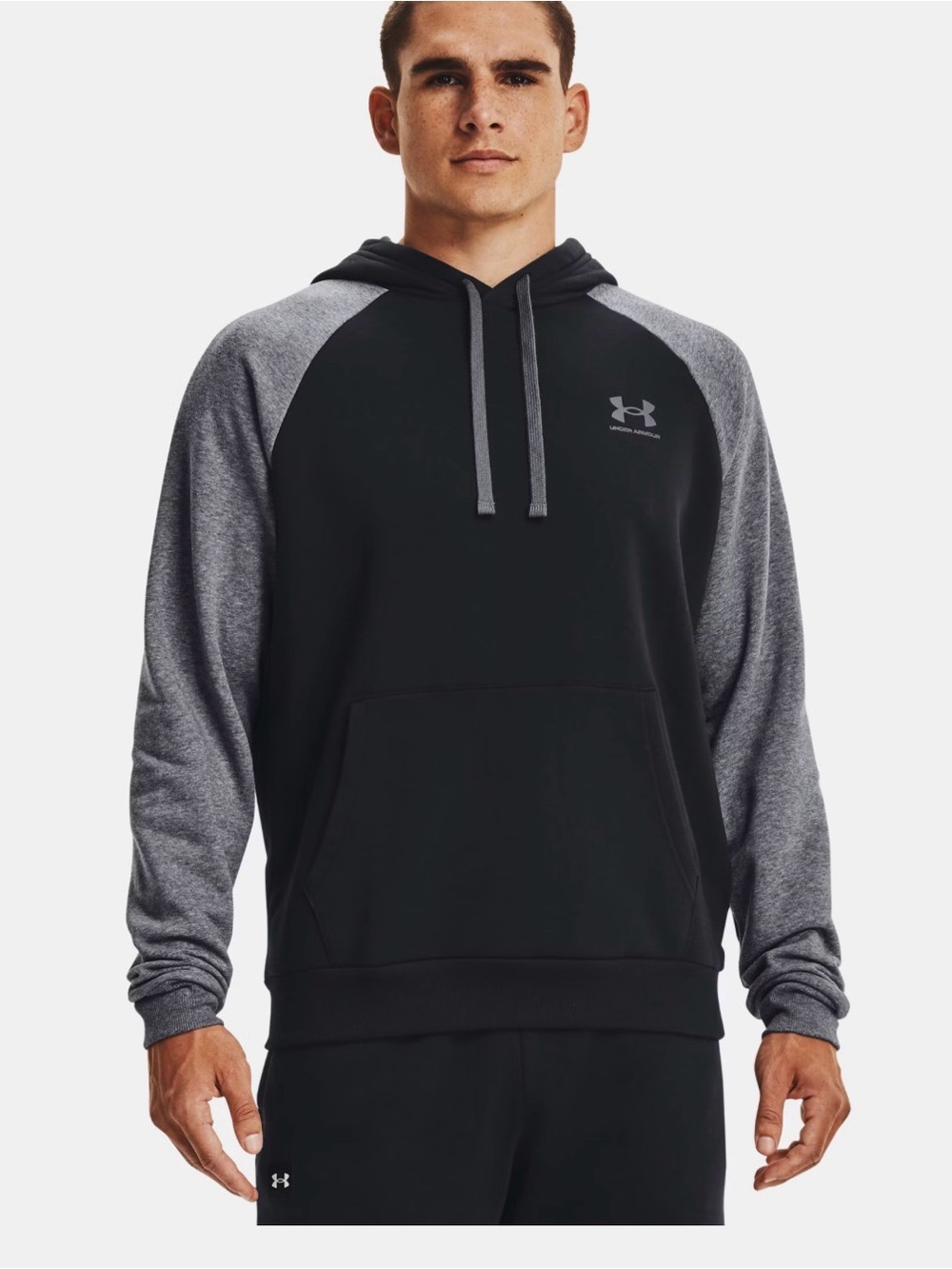 Under Armour Rival Fleece Colorblock Hoodie Men Sport Soft Long Sleeve Size S